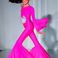 Hot Pink Dancing Queen Jumpsuit with Matching Belt|Flare Bell Jumpsuit|One Shoulder Jumpsuit|Girl birthday outfit|More colors available