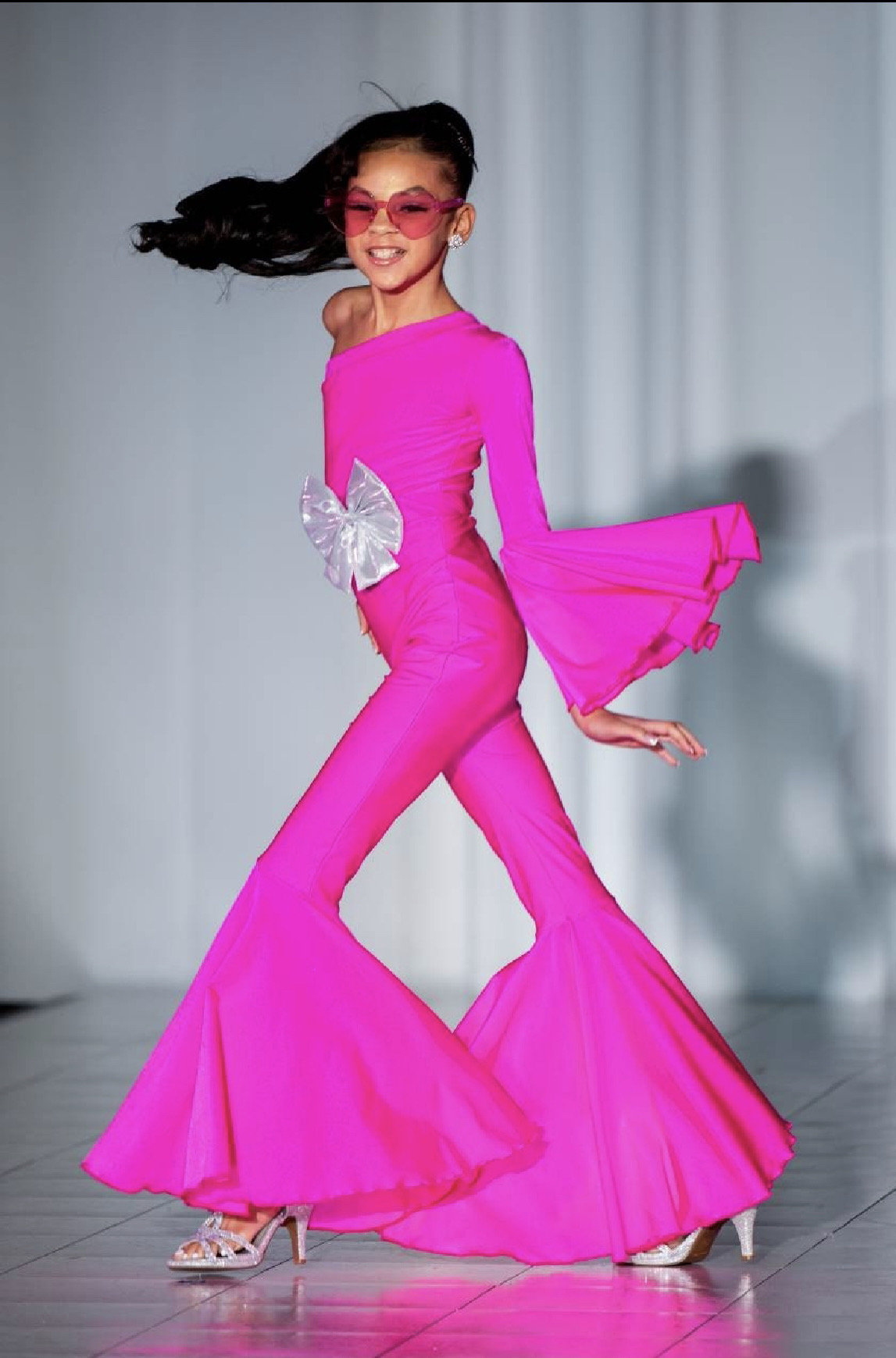 Hot Pink Dancing Queen Jumpsuit with Matching Belt|Flare Bell Jumpsuit|One Shoulder Jumpsuit|Girl birthday outfit|More colors available