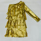 Gold Cowgirl Boho Chic Rodeo Ready One Shoulder Fringe Dress for Free-Spirited Kids - Available in Multiple Colors & Sleeve Styles