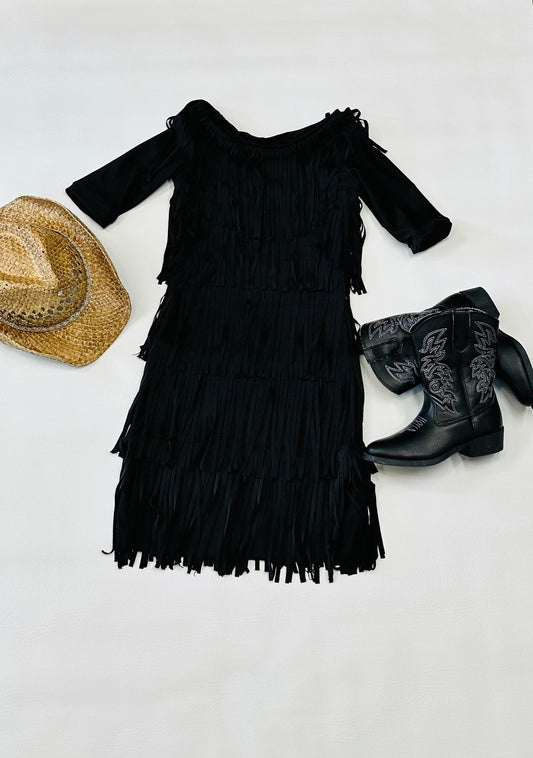 Boho Chic Fringe Dress for Free-Spirited Kids - Available in Multiple Colors & Sleeve Styles - Wholesome Goods Co