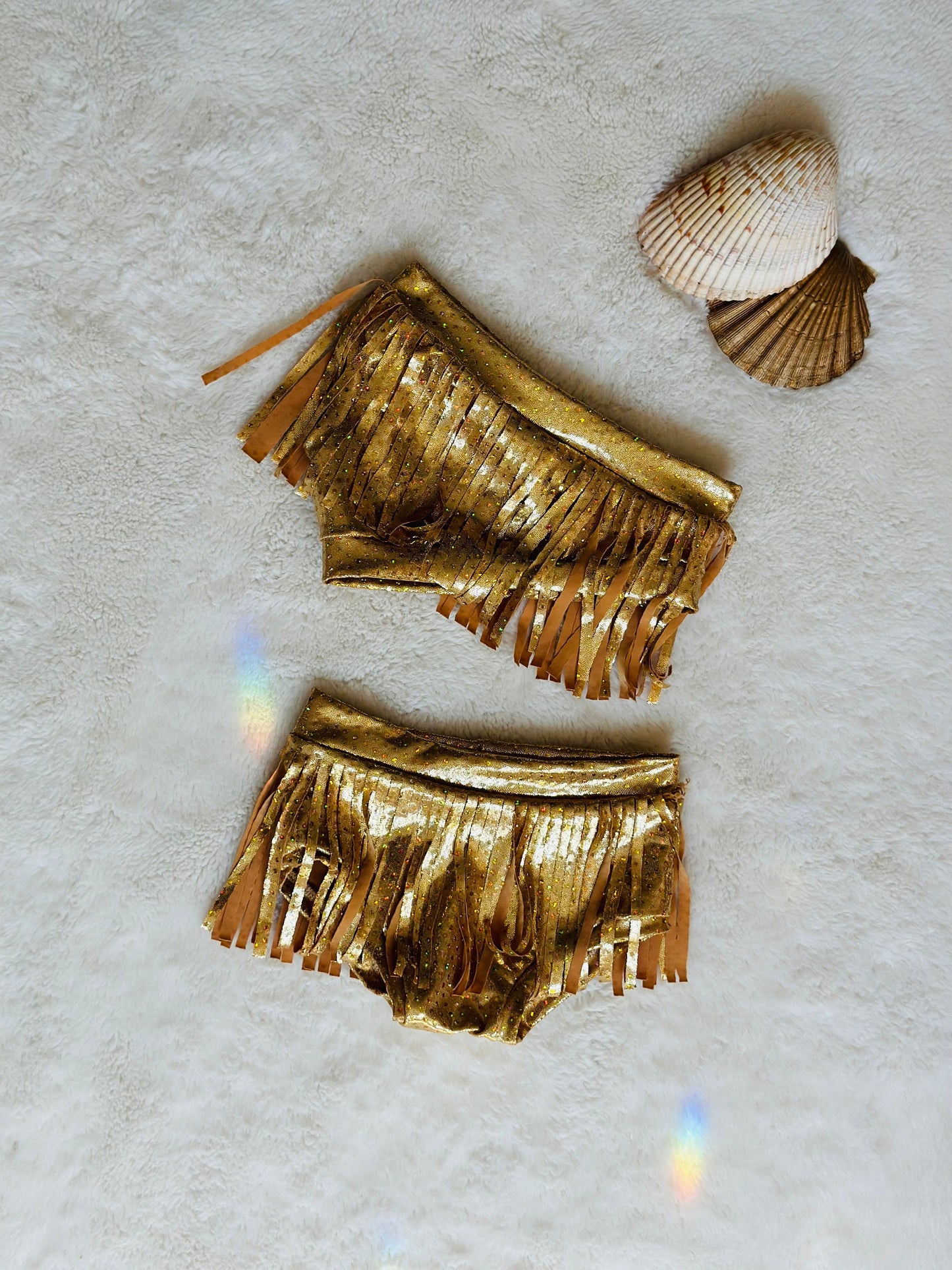 Boho Chic Kids - Juniors One-Shoulder Fringe 2-Piece Swimsuit - Retro Swimwear MORE COLORS AVAILABLE