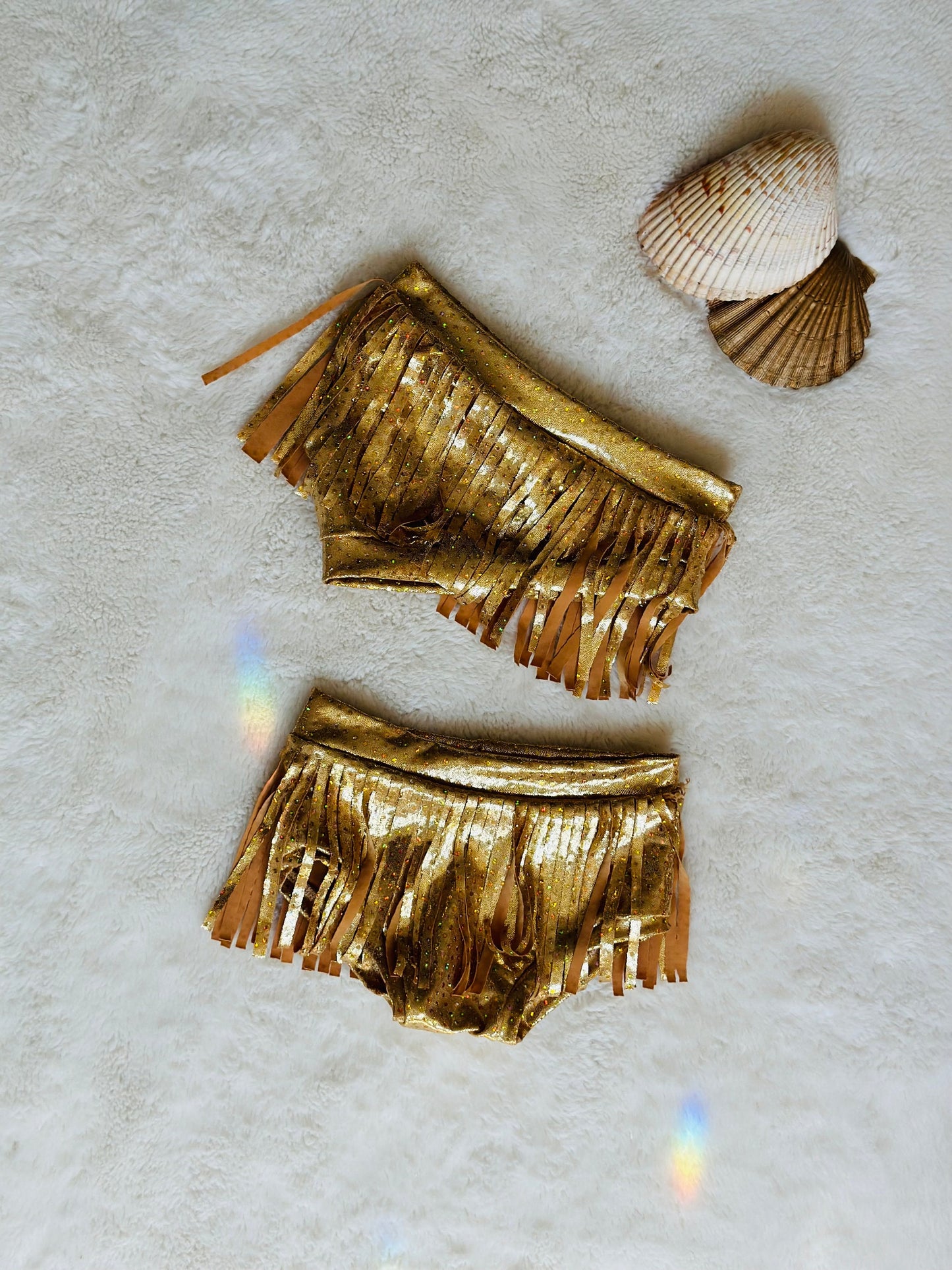 Boho Chic Kids - Juniors One-Shoulder Fringe 2-Piece Swimsuit - Retro Swimwear MORE COLORS AVAILABLE