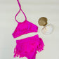 Halter Fringe 2-Piece Swimsuit -Boho Chic Kids - Juniors Retro Swimwear MORE COLORS AVAILABLE