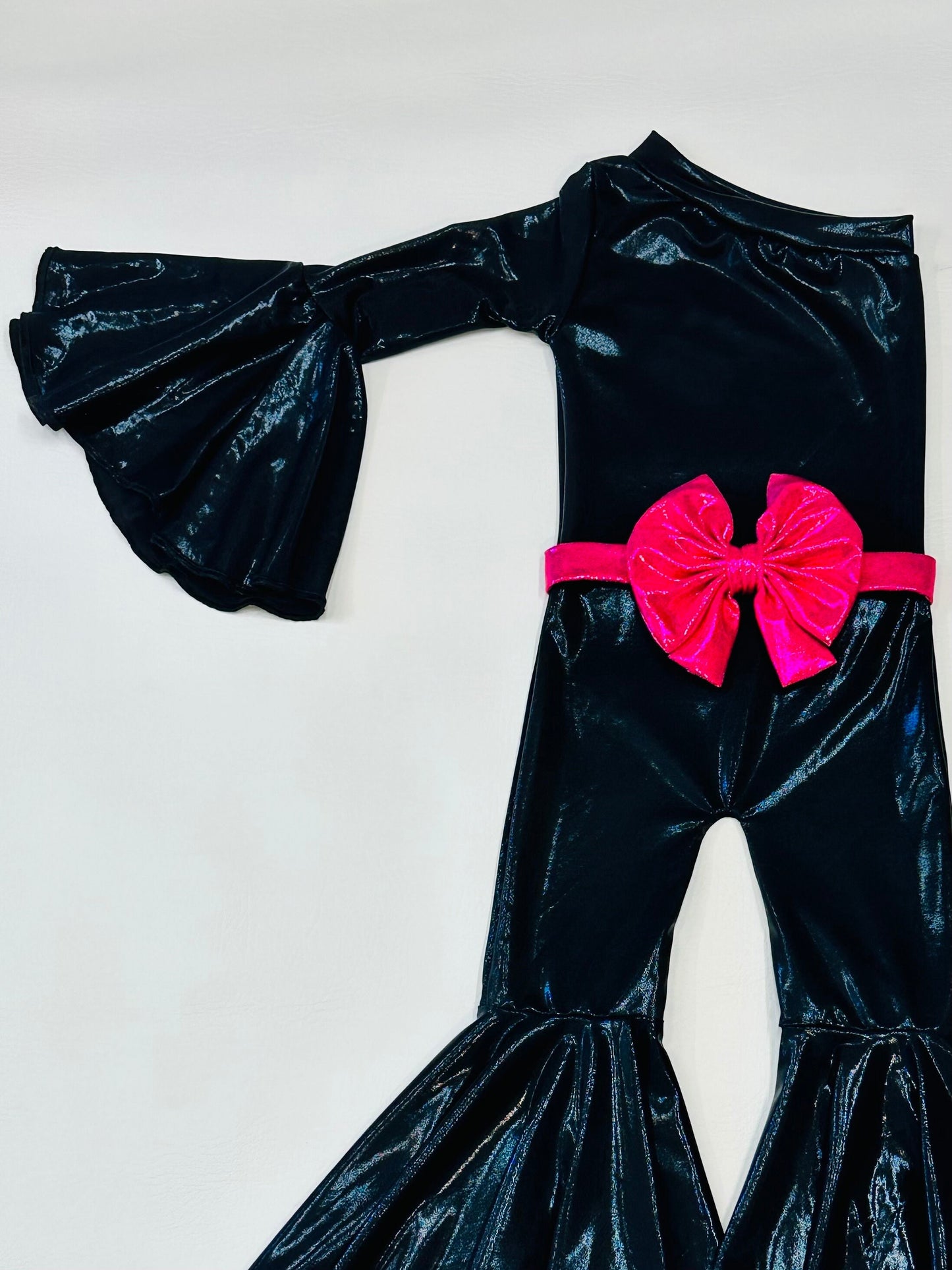 Hot Pink Dancing Queen Jumpsuit with Matching Belt|Flare Bell Jumpsuit|One Shoulder Jumpsuit|Girl birthday outfit|More colors available