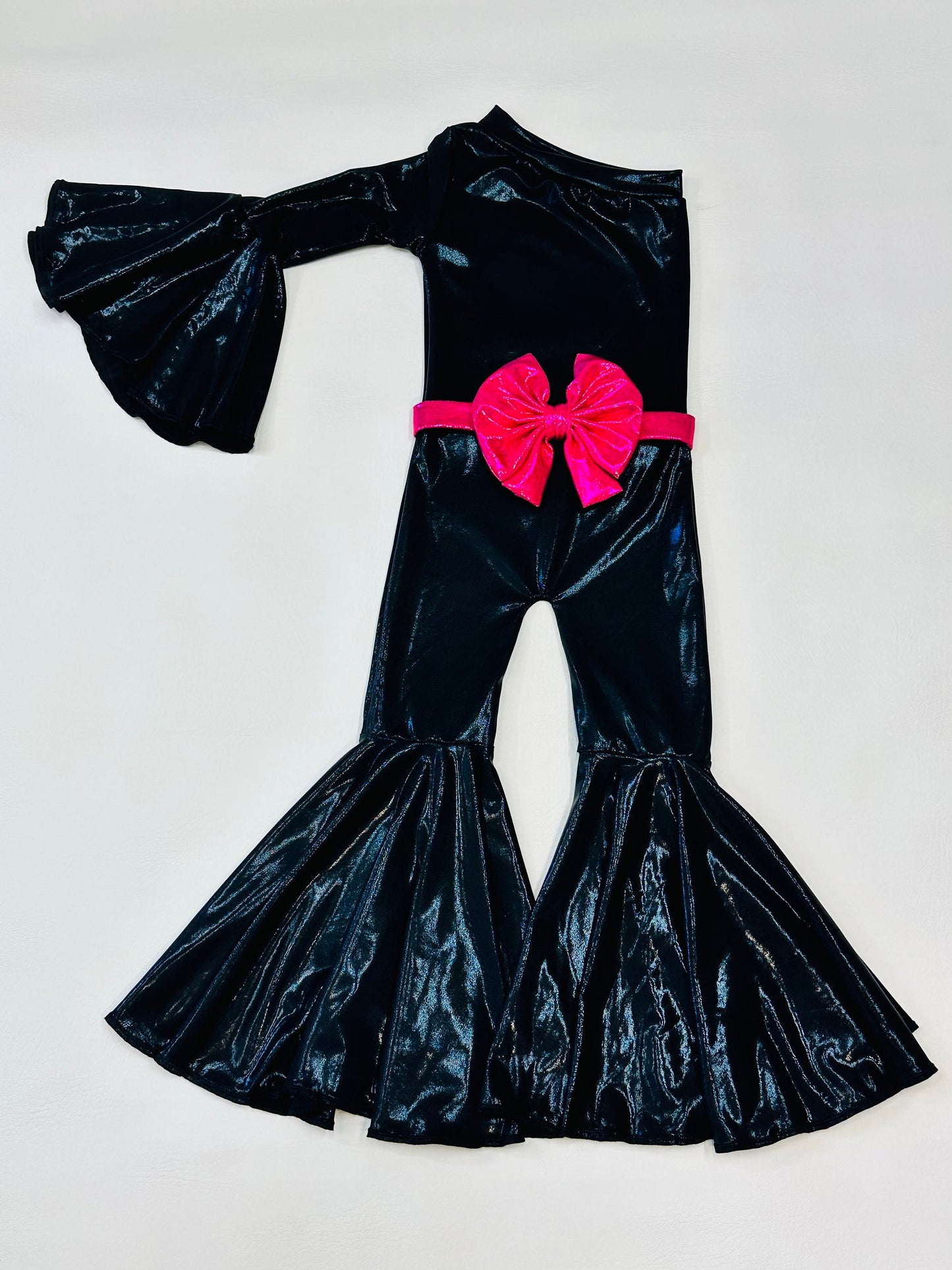 Hot Pink Dancing Queen Jumpsuit with Matching Belt|Flare Bell Jumpsuit|One Shoulder Jumpsuit|Girl birthday outfit|More colors available