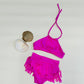 Halter Fringe 2-Piece Swimsuit -Boho Chic Kids - Juniors Retro Swimwear MORE COLORS AVAILABLE