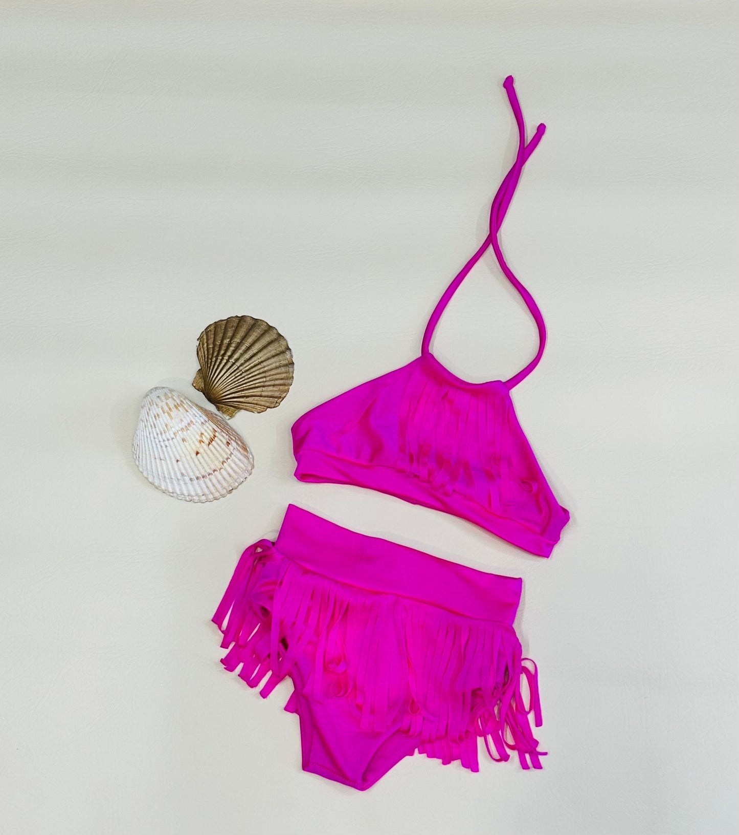 Halter Fringe 2-Piece Swimsuit -Boho Chic Kids - Juniors Retro Swimwear MORE COLORS AVAILABLE