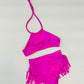 Halter Fringe 2-Piece Swimsuit -Boho Chic Kids - Juniors Retro Swimwear MORE COLORS AVAILABLE