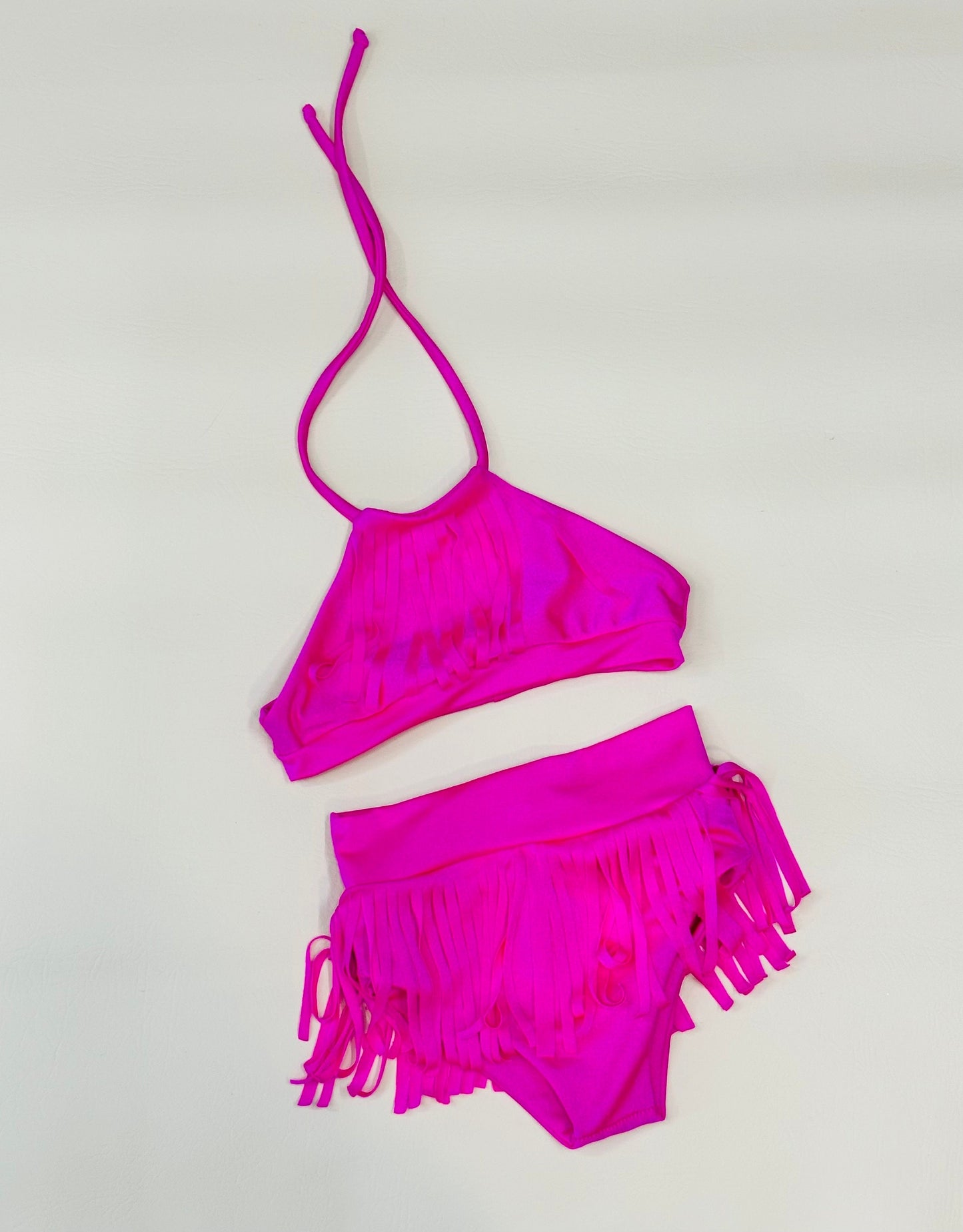 Halter Fringe 2-Piece Swimsuit -Boho Chic Kids - Juniors Retro Swimwear MORE COLORS AVAILABLE
