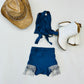Bedazzled Daisy Dukes Denim Shorts|Denim Cropped Top|Kids Bummies|Kids Shorts|Wholesome Goods Co