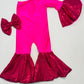 Confetti Dot Dancing Queen Jumpsuit+Matching Bow | Asymmetric & Flare Bell | One Shoulder | Girl Birthday Outfits | Wholesome Goods Co