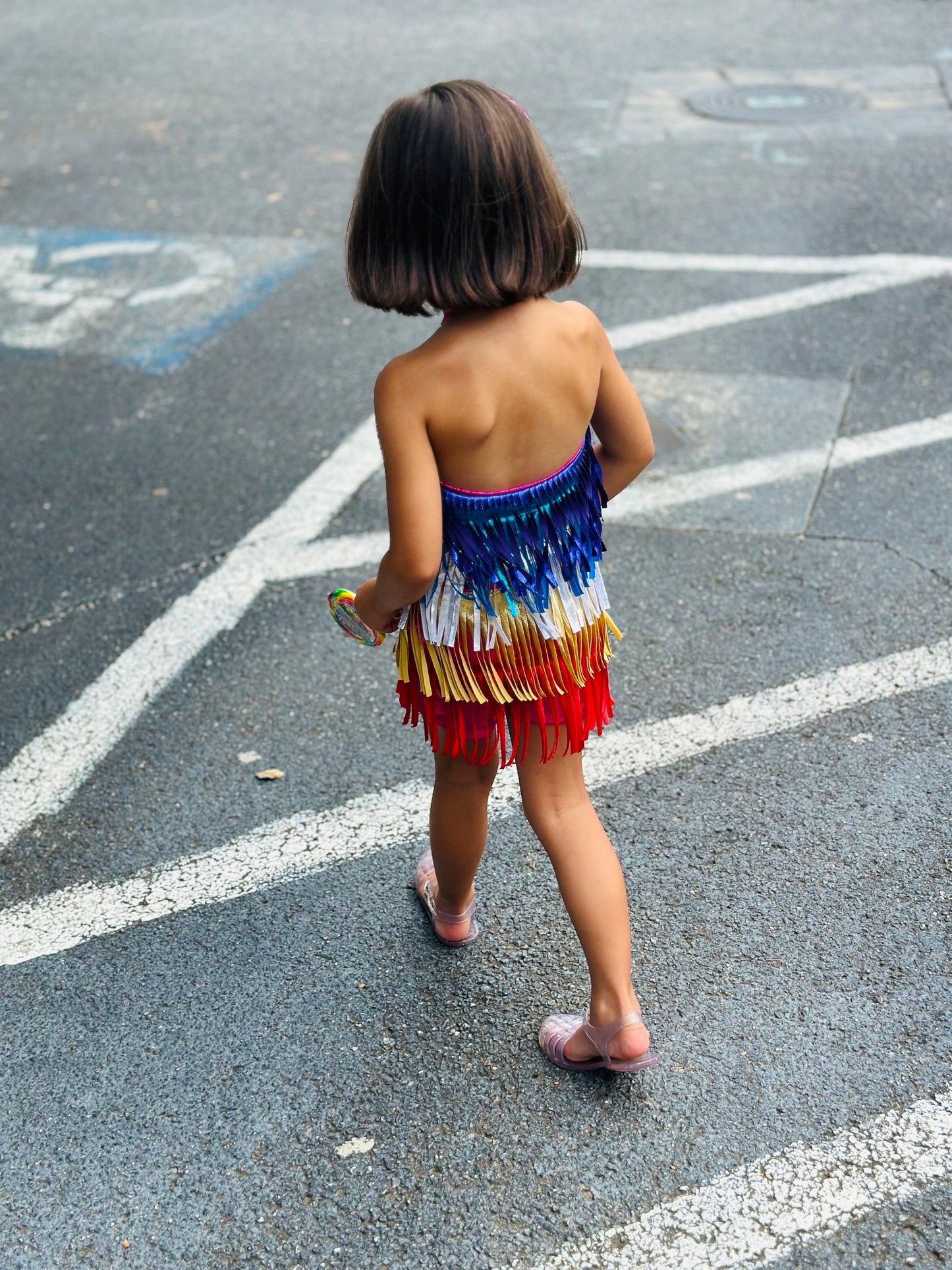 Boho Chic One Halter Fringe Romper for Free-Spirited Kids - Available in Multiple Colors and Sleeve Styles. Wholesome Goods Co