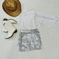 Cowgirl Glam - Fringe Skirt, One-Shoulder Fringe Sleeve Top (Sold Separately) Customize Yours! Choose Your Color By Wholesome Goods Co