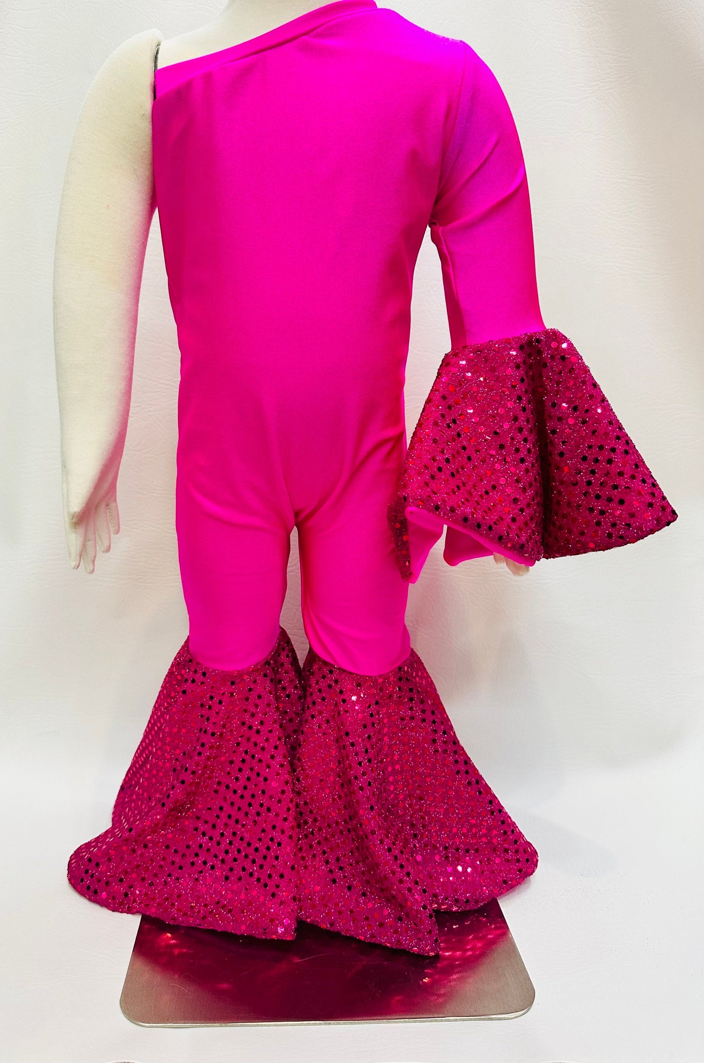 Confetti Dot Dancing Queen Jumpsuit+Matching Bow | Asymmetric & Flare Bell | One Shoulder | Girl Birthday Outfits | Wholesome Goods Co