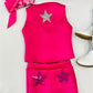 Dazzling Hot Pink Doll-Inspired Outfit for Kids (sold separately) Vest and Lace-Up Bell Bottoms with Super Sparkly Stars WholesomeGoodsCo