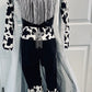 Western Glam Pageant Outfit: 'Let There Be Cowgirls' with Shimmering Black Mystique, Cow Print Accents & Tulle SkirtBy Wholesome Goods Co
