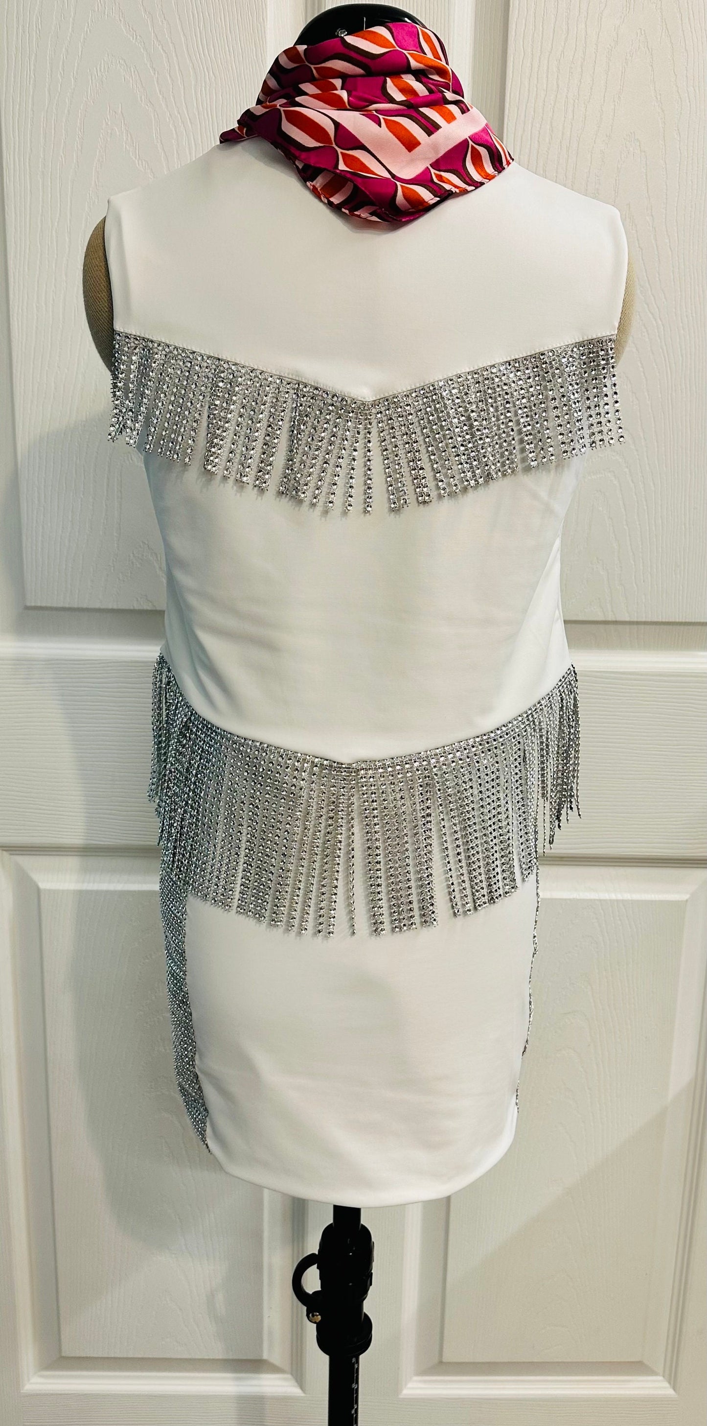 Miranda Bedazzled Cowgirl Vest|Bedazzled Pleather Skirt (Sold Separately) Western Skirt|Western Fringe Vest|Pageant|Rodeo|Concert Outfit