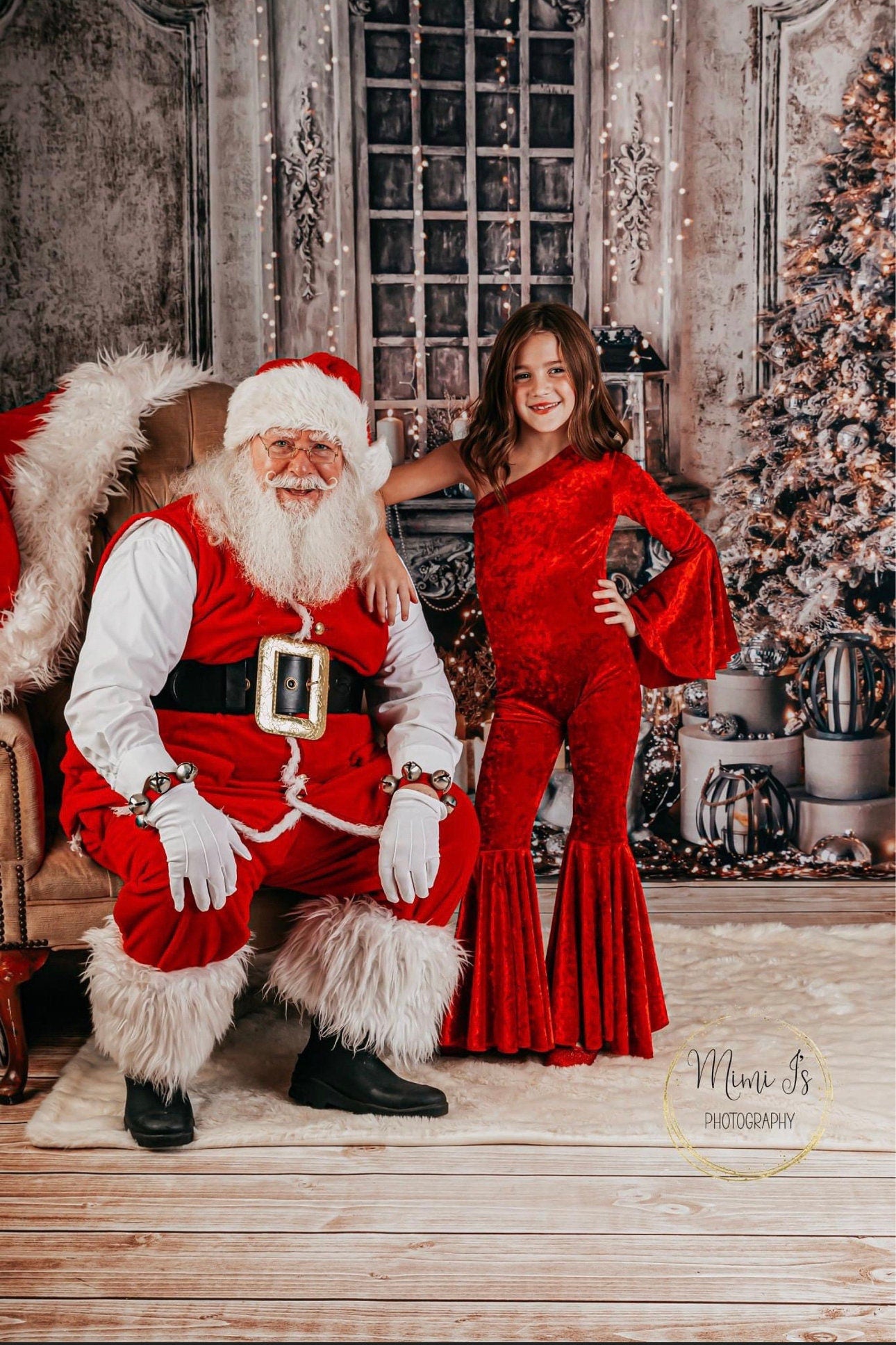 Girls Dancing Queen Winter Edition Velvet Asymmetrical One-Shoulder Bell Bottoms  Jumpsuit/Special Occasion Holiday Outfit Wholesome GoodsCo