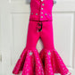 Dazzling Hot Pink Doll-Inspired Outfit for Kids (sold separately) Vest and Lace-Up Bell Bottoms with Super Sparkly Stars WholesomeGoodsCo