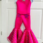 Dazzling Hot Pink Doll-Inspired Outfit for Kids (sold separately) Vest and Lace-Up Bell Bottoms with Super Sparkly Stars WholesomeGoodsCo
