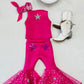 Dazzling Hot Pink Doll-Inspired Outfit for Kids (sold separately) Vest and Lace-Up Bell Bottoms with Super Sparkly Stars WholesomeGoodsCo