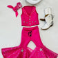 Dazzling Hot Pink Doll-Inspired Outfit for Kids (sold separately) Vest and Lace-Up Bell Bottoms with Super Sparkly Stars WholesomeGoodsCo