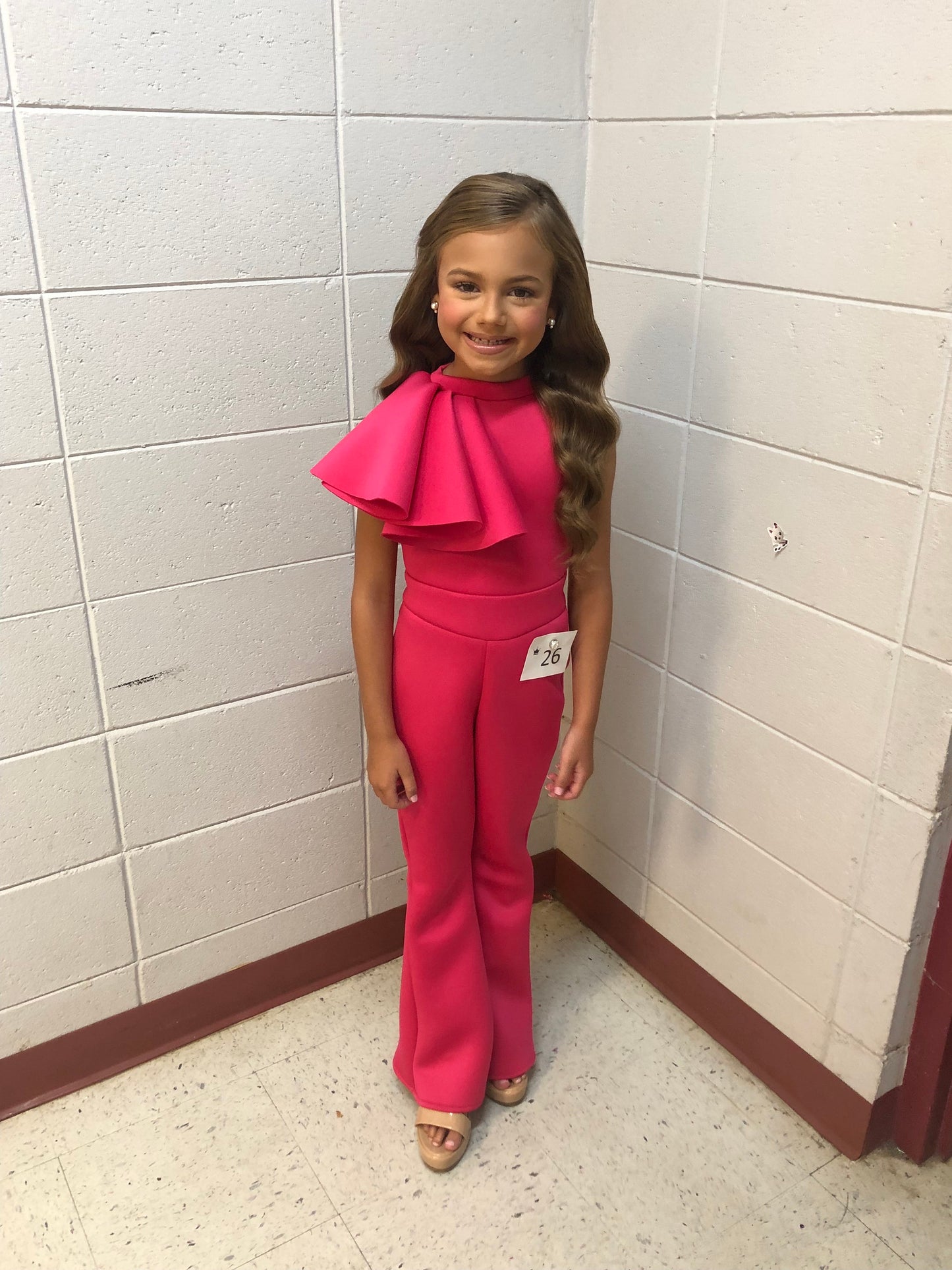 Custom Pageant Neoprene Scuba Jumpsuit with Ruffles, Girls Casual Wear, Romper Outfit. Wholesome Goods Co