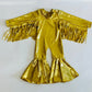 Phoenix Kids Jumpsuit, Fringe Sleeves, Flare Bells, Holographic, Metallic Mystique, Lycra Spandex, Toddler to Tween Sizes|Pageant Wear