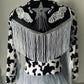 Western Glam Pageant Outfit: 'Let There Be Cowgirls' with Shimmering Black Mystique, Cow Print Accents & Tulle SkirtBy Wholesome Goods Co