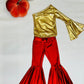 Golden Era Ensemble: Retro One-Shoulder Bell Sleeve Top and Rust Flare Bell Bottoms (Sold Separately) By Wholesome Goods Co| Fall Outfit