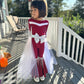 Touchdown Elegance: Custom Kids' Tulle/Organza Skirt and Fringed Feathered Jumpsuit in Your Favorite Football Team Colors