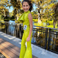 Custom Pageant Neoprene Scuba Jumpsuit with Ruffles, Girls Casual Wear, Romper Outfit. Wholesome Goods Co