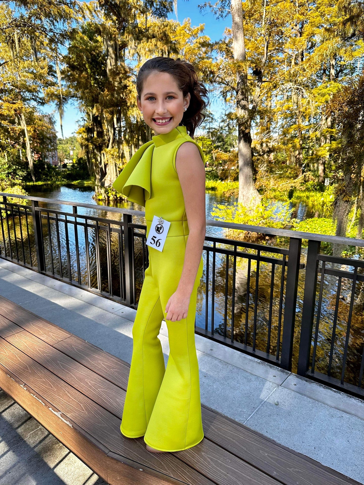 Custom Pageant Neoprene Scuba Jumpsuit with Ruffles, Girls Casual Wear, Romper Outfit. Wholesome Goods Co