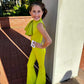 Custom Pageant Neoprene Scuba Jumpsuit with Ruffles, Girls Casual Wear, Romper Outfit. Wholesome Goods Co