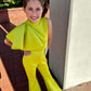 Custom Pageant Neoprene Scuba Jumpsuit with Ruffles, Girls Casual Wear, Romper Outfit. Wholesome Goods Co