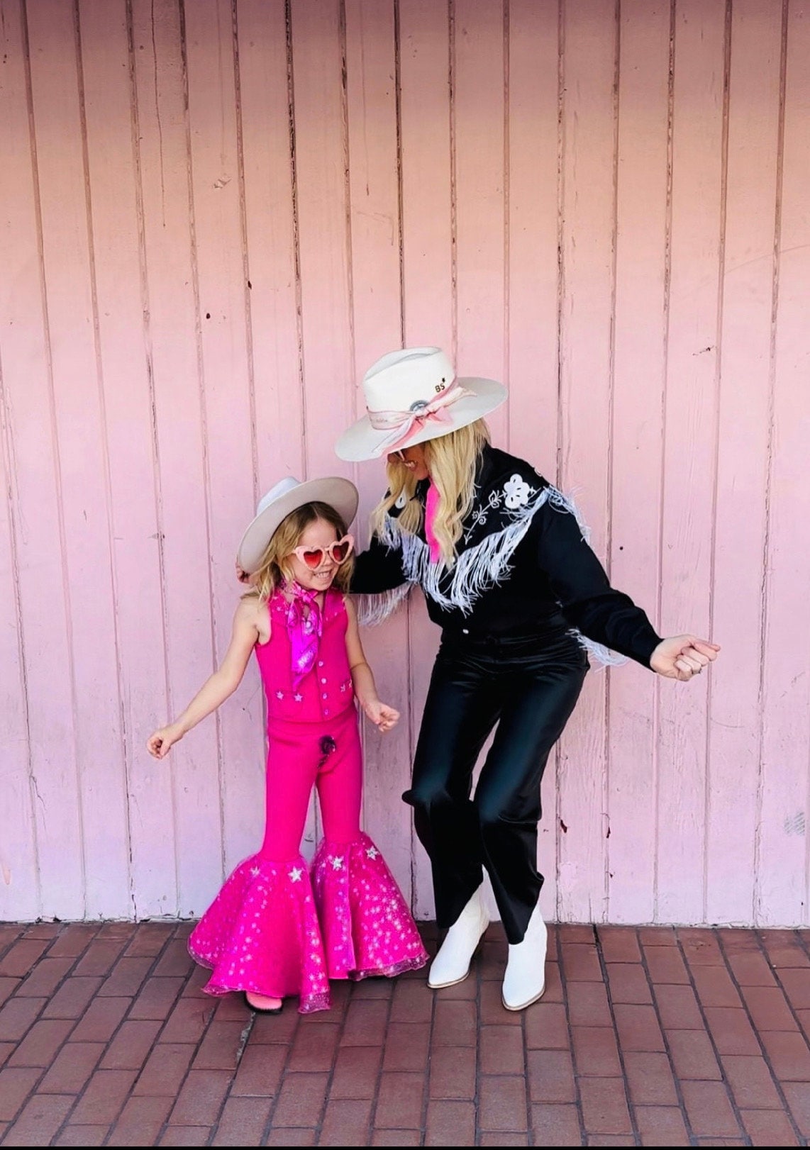 Dazzling Hot Pink Doll-Inspired Outfit for Kids (sold separately) Vest and Lace-Up Bell Bottoms with Super Sparkly Stars WholesomeGoodsCo
