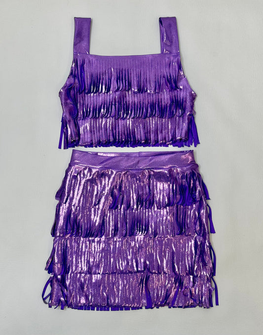 Wholesome Goods Co's Kids BohoLuxe Fringe Set - Handmade Crop Top and Skirt Combo - Available in Multiple Sizes & Vibrant Colors