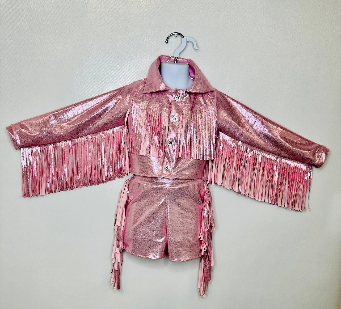 8Cowgirl Couture Fringe Set(InfantJuniors)Matte or Metallic Lycra Mystique|60+ Colors|Boots & Hat Sold Separately. Handmade Wholesome Goods