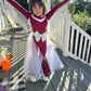 Touchdown Elegance: Custom Kids' Tulle/Organza Skirt and Fringed Feathered Jumpsuit in Your Favorite Football Team Colors