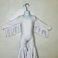 White Phoenix Kids Jumpsuit, Fringe Sleeves, Flare Bells with Concho Belt Toddler to Tween Sizes|Pageant Wear|Dance