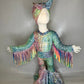 Phoenix Phoenix Cosmic Radiance Kids Jumpsuit, Fringe Sleeves, Flare Bells with Matching Turban Toddler to Tween Sizes|Pageant Wear|Dance
