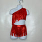Boho Chic Kids - Juniors One-Shoulder Fringe 2-Piece Swimsuit - Retro Swimwear MORE COLORS AVAILABLE