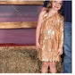 Gold Cowgirl Boho Chic Rodeo Ready One Shoulder Fringe Dress for Free-Spirited Kids - Available in Multiple Colors & Sleeve Styles