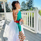 Green Candy Cane Christmas Jumpsuit for Kids|Optional Detachable Train Skirt, Bow Belt, Hair Bow, Wrist Cuffs|Holiday Outfit|Sold Separately