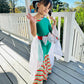 Green Candy Cane Christmas Jumpsuit for Kids|Optional Detachable Train Skirt, Bow Belt, Hair Bow, Wrist Cuffs|Holiday Outfit|Sold Separately