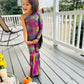 Boogie Nights Iridescent Rainbow Fringe Jumpsuit|One-Shoulder Bell Sleeve & Flared Leg|Girls' Birthday and Dance Outfit|More Colors Availabl