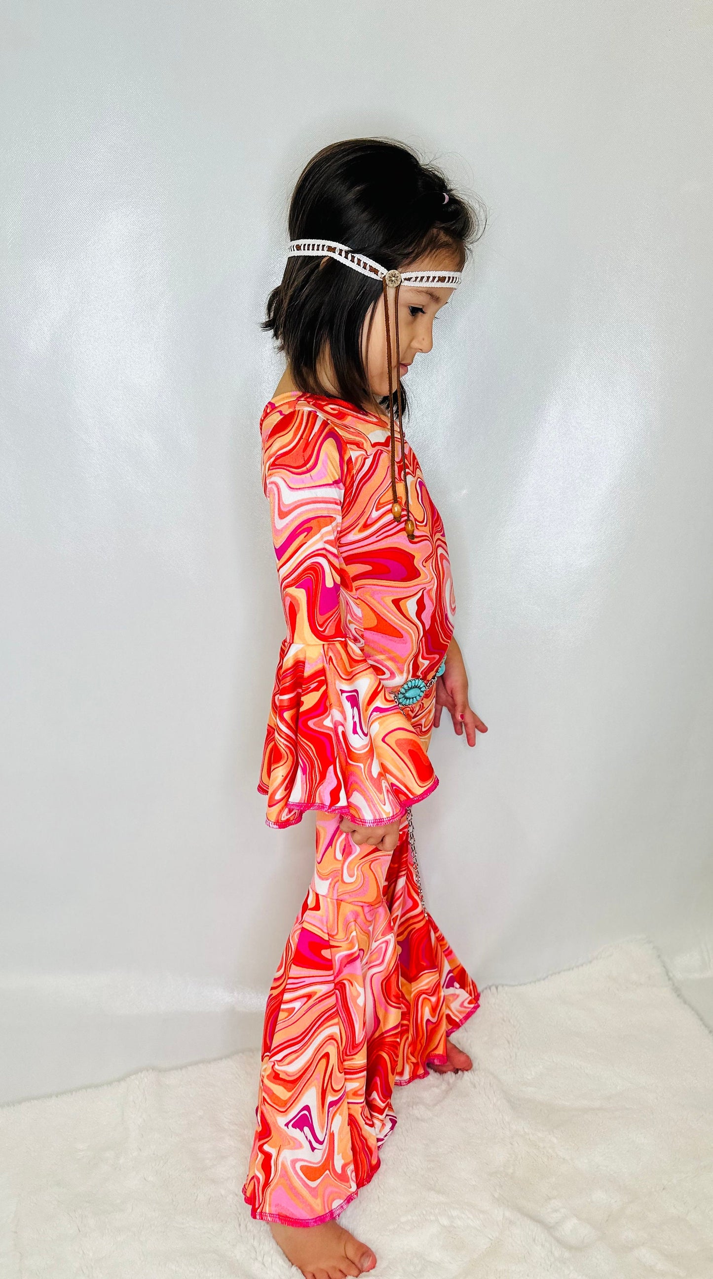 Dancing Queen Totally Retro Jumpsuit with Optional Concho Belt - Groovy '70s Disco Vibes|Flare Bell Jumpsuit|One Shoulder Jumpsuit