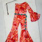 Dancing Queen Totally Retro Jumpsuit with Optional Concho Belt - Groovy '70s Disco Vibes|Flare Bell Jumpsuit|One Shoulder Jumpsuit