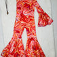 Dancing Queen Totally Retro Jumpsuit with Optional Concho Belt - Groovy '70s Disco Vibes|Flare Bell Jumpsuit|One Shoulder Jumpsuit