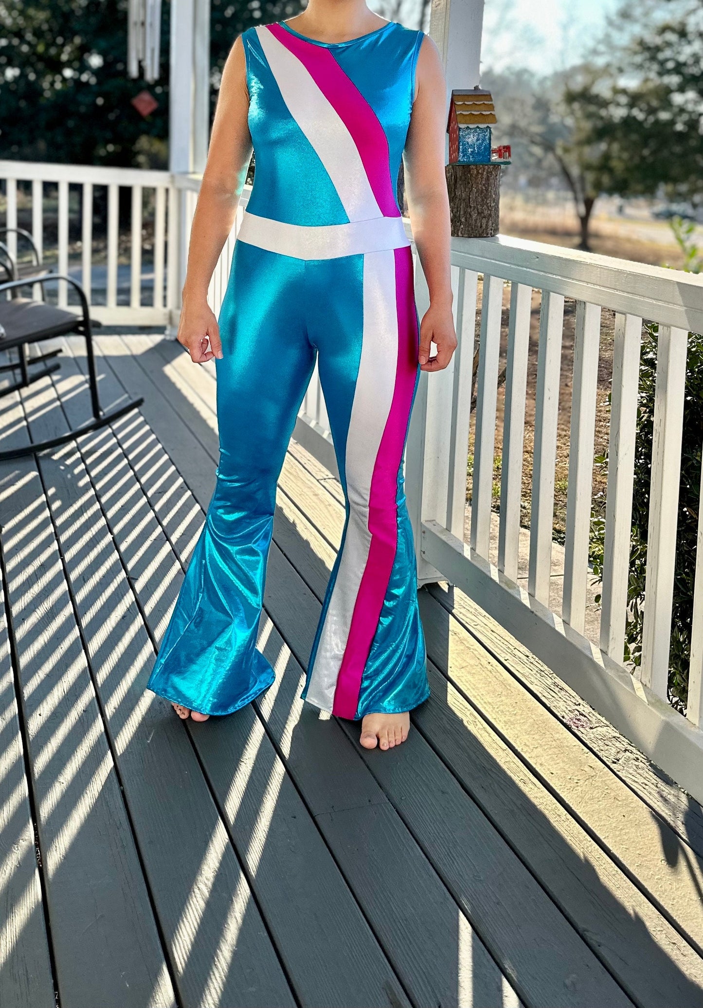 Customizable Retro Radiance Dance Jumpsuit with Optional Rhinestones - Team Sparkle & Flare! By Wholesome Goods Co